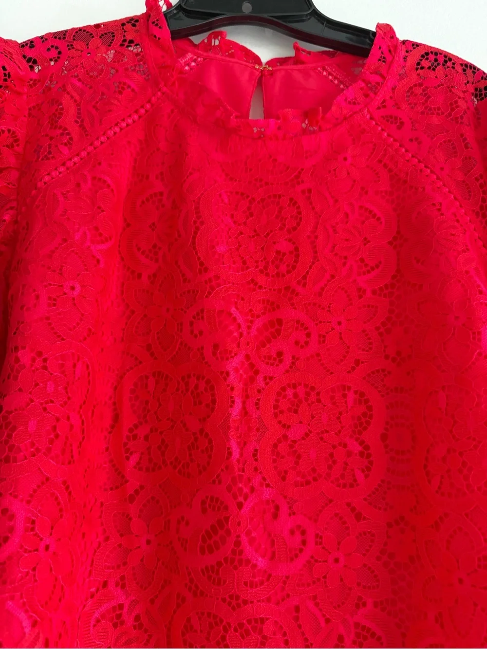 Lilly Pulitzer Ruby Red Averi Long Sleeve Lace Blouse Size XL 8944